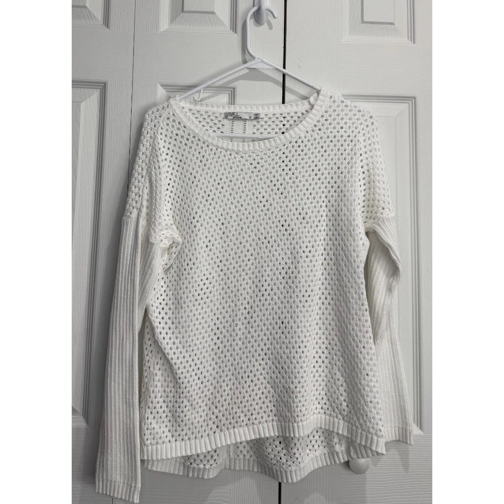 prAna Parker Hi/Low‎ Loose Fit Sweater Women's Small White 100% Organic Cotton